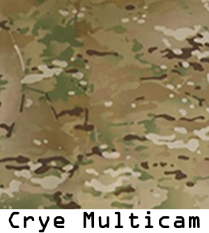 Nahaufnahme von Crye Precision Multicam Tarnmuster, geeignet für taktische Kleidung und Ausrüstung.