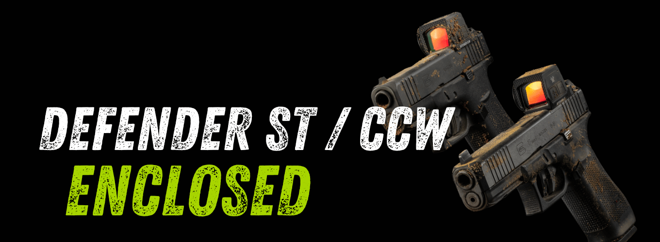 Zwei Defender ST CCW Pistolen mit Rotpunktvisier und Schmutz