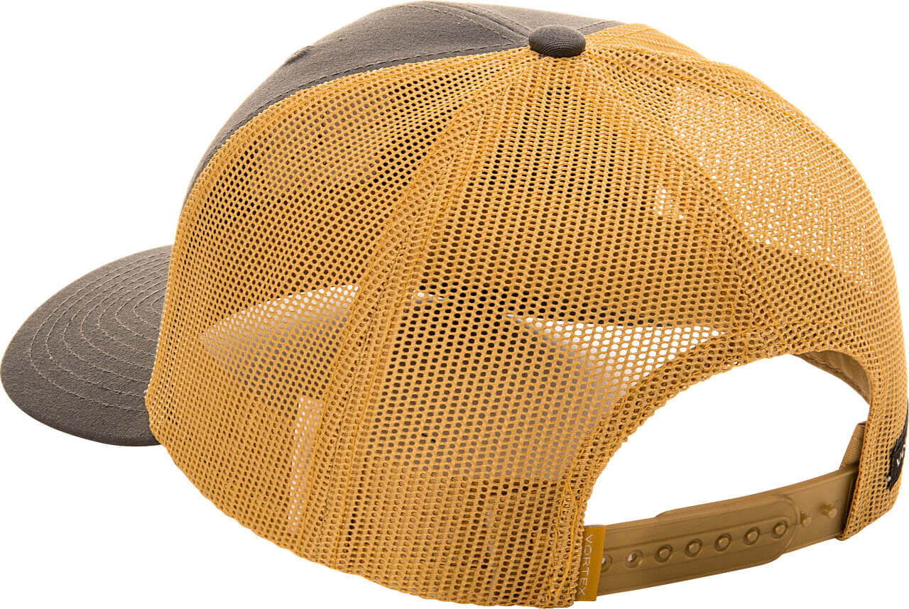 Gelb-graue Mesh-Cap von hinten mit verstellbarem Verschluss