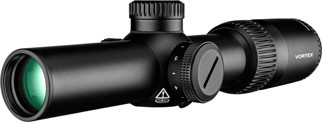 Schwarzes Vortex Zielfernrohr mit grüner Linse, ideal für präzise Jagd und Sportschießen