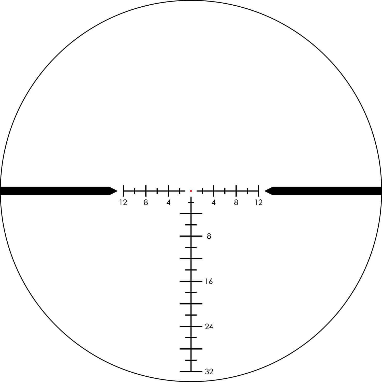 Fadenkreuz eines Zielfernrohrs mit Skalen und Markierungen Fadenkreuz eines Zielfernrohrs mit horizontalen und vertikalen Skalen, sowie Markierungen zur Zielgenauigkeit