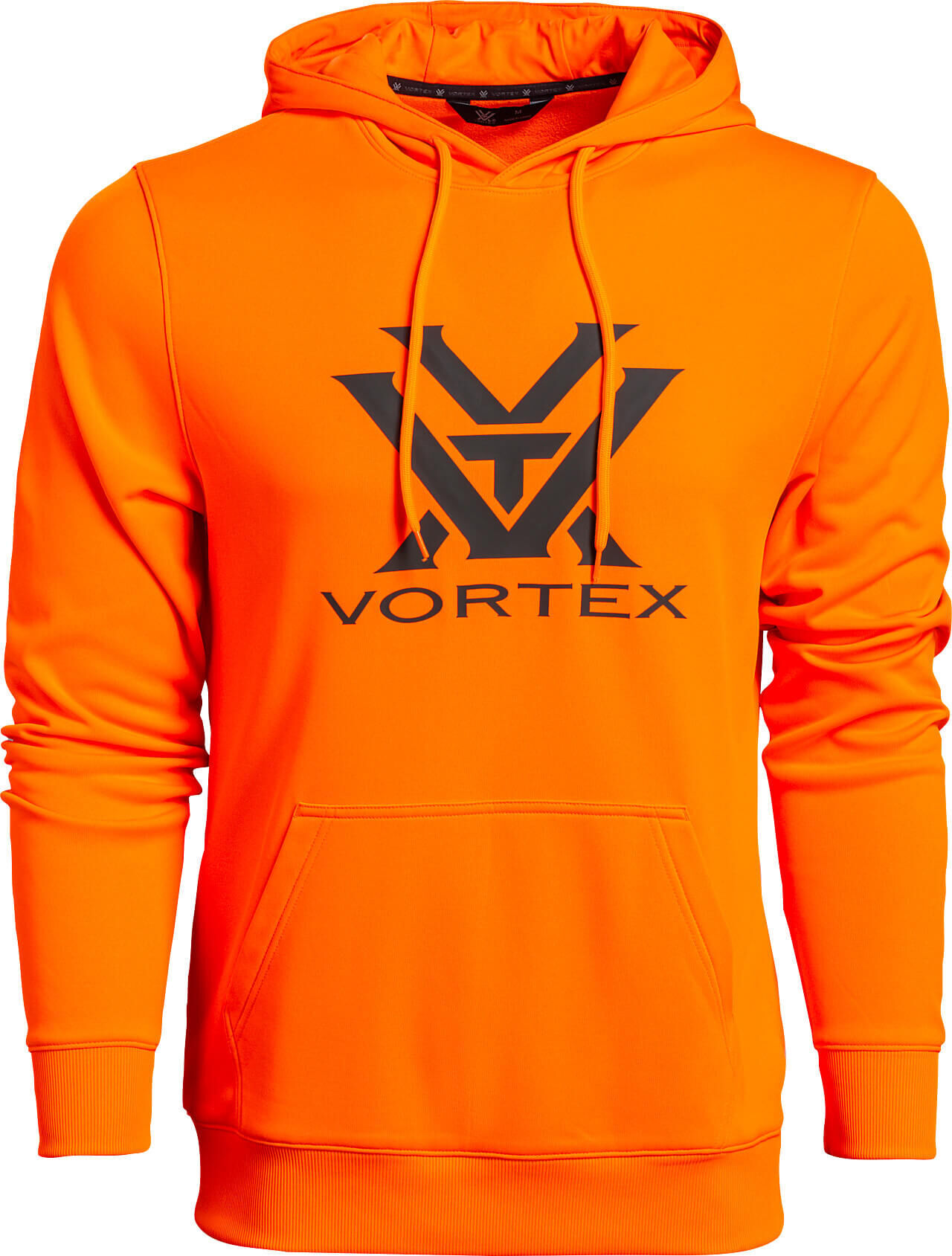 Herren-Hoodie in leuchtendem Orange mit Vortex-Logo auf der Vorderseite