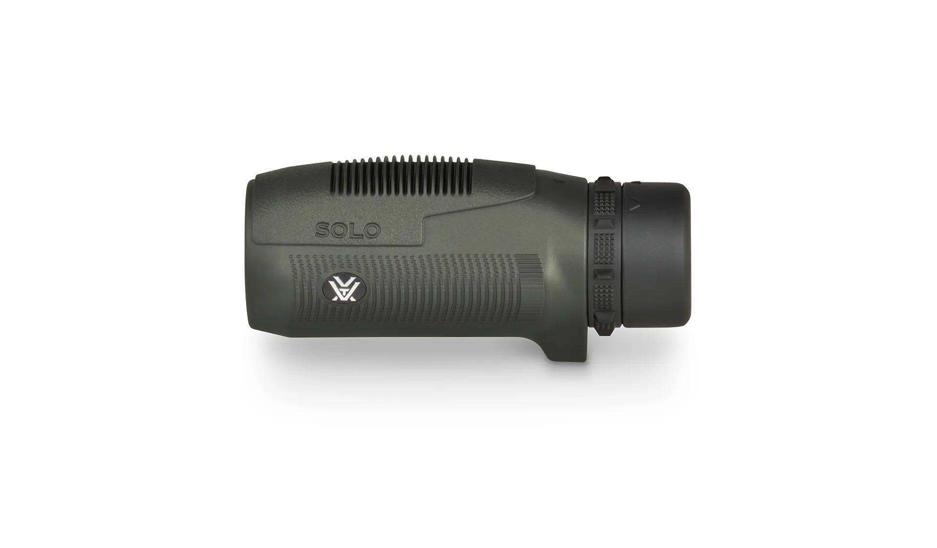 Seitliche Ansicht eines Vortex Solo Monokulars 10x25 mit grün-schwarzem Design
